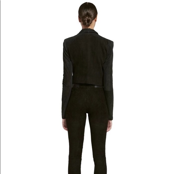 NWT $898 Alice + Olivia Harvey Suede Leather Open Front Jacket Coat - Picture 9 of 9